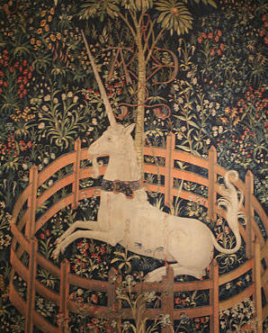 Unicorn from tapestry at the Cloisters